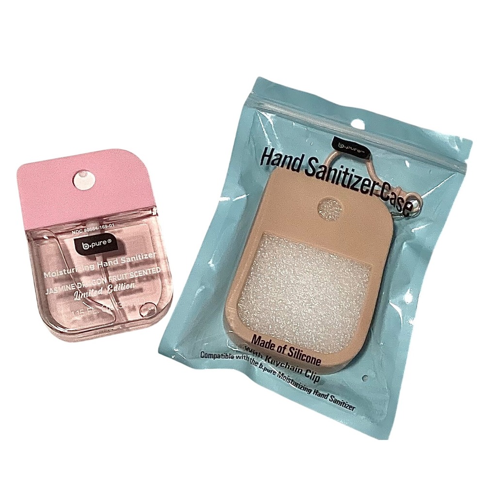 b.pure Jasmine Dragon Fruit Hand Sanitizer Spray & Silicone Keychain Case Set